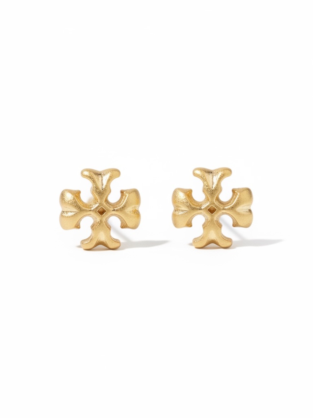 Tory Burch Miller Logo Large Stud Earrings 18k Gold Plate Square New